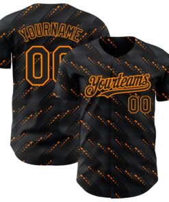 Custom Black Bay Orange 3D Pattern Design Slant Lines Authentic Baseball Jersey
