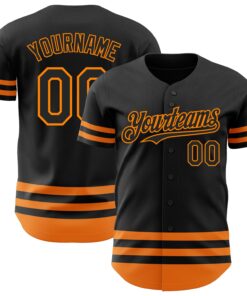 Custom Black Bay Orange Line Authentic Baseball Jersey