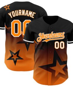 Custom Black Bay Orange-White 3D Pattern Design Gradient Style Twinkle Star Authentic Baseball Jersey