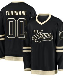 Custom Black Black-Cream Hockey Jersey