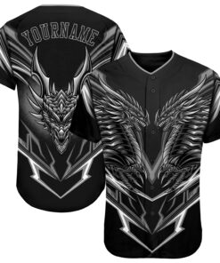 Custom Black Black-Gray 3D Monster Authentic Baseball Jersey