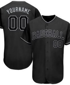Custom Black Black-Gray Authentic Baseball Jersey
