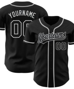 Custom Black Black-Gray Authentic Baseball Jersey