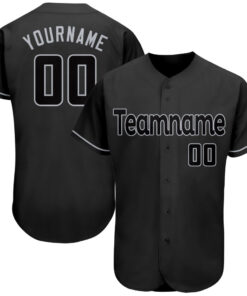 Custom Black Black-Gray Authentic Baseball Jersey