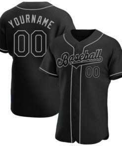 Custom Black Black-Gray Authentic Baseball Jersey