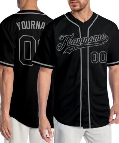 Custom Black Black-Gray Authentic Baseball Jersey