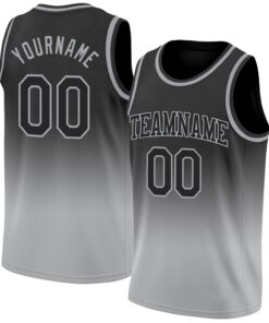 Custom Black Black-Gray Authentic Fade Fashion Basketball Jersey