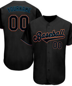 Custom Black Black-Light Blue Authentic Baseball Jersey