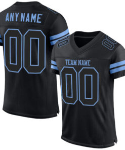 Custom Black Black-Light Blue Mesh Authentic Football Jersey