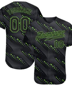 Custom Black Black-Neon Green 3D Pattern Design Authentic Baseball Jersey