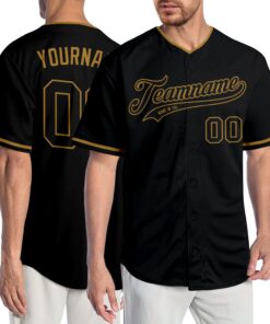 Custom Black Black-Old Gold Authentic Baseball Jersey