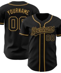 Custom Black Black-Old Gold Authentic Baseball Jersey