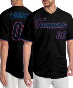 Custom Black Black-Orange Authentic Baseball Jersey