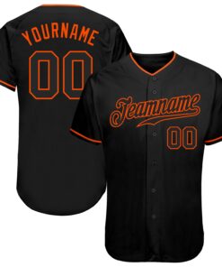 Custom Black Black-Orange Authentic Baseball Jersey