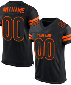 Custom Black Black-Orange Mesh Authentic Football Jersey