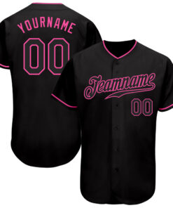 Custom Black Black-Pink Authentic Baseball Jersey