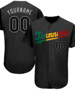 Custom Black Black-Red Authentic Split Fashion Baseball Jersey