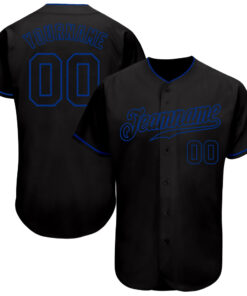 Custom Black Black-Royal Authentic Baseball Jersey