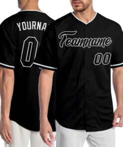 Custom Black Black-White Authentic Baseball Jersey