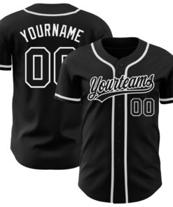 Custom Black Black-White Authentic Baseball Jersey