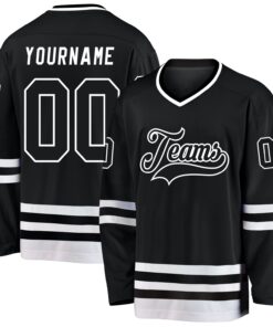 Custom Black Black-White Hockey Jersey
