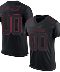 Custom Black Burgundy Mesh Authentic Football Jersey