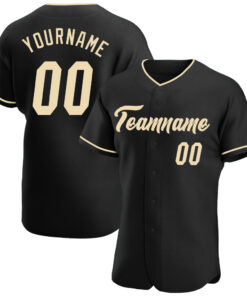 Custom Black Cream Authentic Baseball Jersey