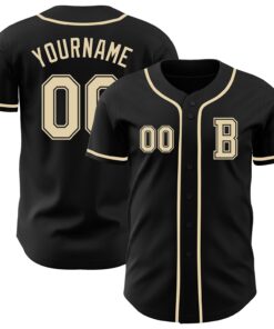 Custom Black Cream Authentic Baseball Jersey