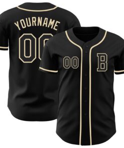 Custom Black Cream Authentic Baseball Jersey