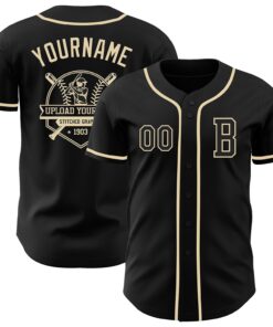Custom Black Cream Authentic Baseball Jersey