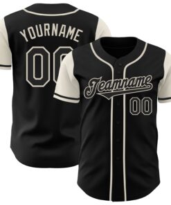 Custom Black Cream Authentic Two Tone Baseball Jersey