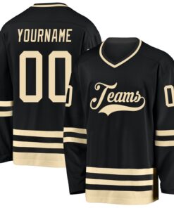 Custom Black Cream Hockey Jersey