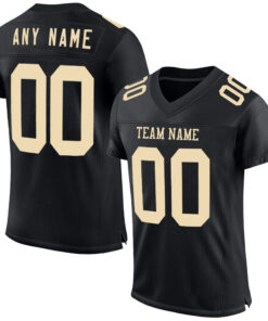 Custom Black Cream Mesh Authentic Football Jersey