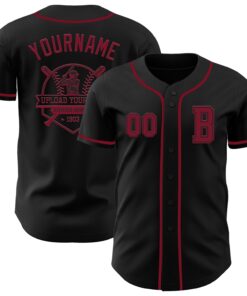 Custom Black Crimson Authentic Baseball Jersey