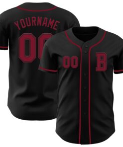 Custom Black Crimson Authentic Baseball Jersey