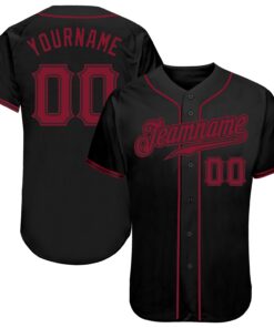 Custom Black Crimson Authentic Baseball Jersey