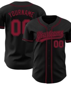 Custom Black Crimson Authentic Baseball Jersey