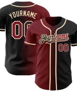 Custom Black Crimson-City Cream Authentic Gradient Fashion Baseball Jersey