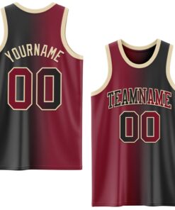 Custom Black Crimson-Cream Authentic Gradient Fashion Basketball Jersey