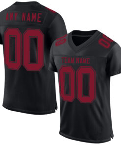 Custom Black Crimson Mesh Authentic Football Jersey