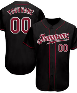 Custom Black Crimson-White Authentic Baseball Jersey