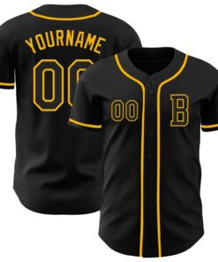 Custom Black Gold Authentic Baseball Jersey