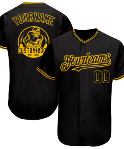 Custom Black Gold Authentic Baseball Jersey
