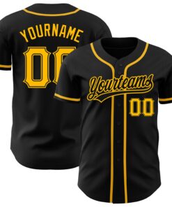 Custom Black Gold Authentic Baseball Jersey