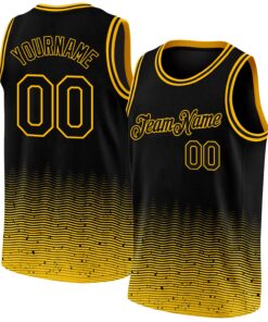 Custom Black Gold Fade Fashion Authentic City Edition Basketball Jersey