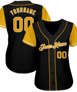Custom Black Gold-White Authentic Two Tone Softball Jersey