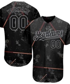 Custom Black Gray 3D Pattern Design Billiards Snooker 8 Ball Authentic Baseball Jersey