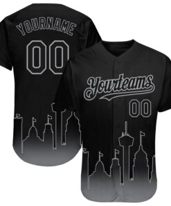 Custom Black Gray 3D San Antonio City Edition Fade Fashion Authentic Baseball Jersey