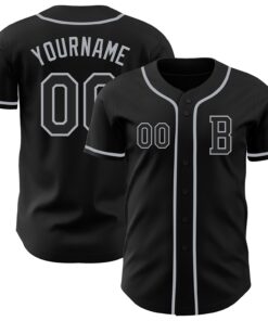 Custom Black Gray Authentic Baseball Jersey