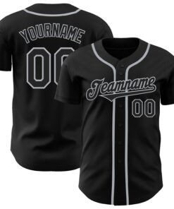 Custom Black Gray Authentic Baseball Jersey